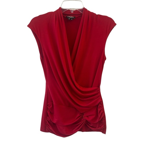 XOXO Red Draped Blouse Vintage Y2K Party Medium - Picture 1 of 7